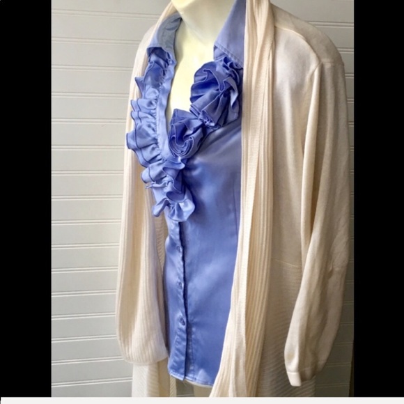 New York & Company Cream Open Cardigan Size L - Picture 5 of 6